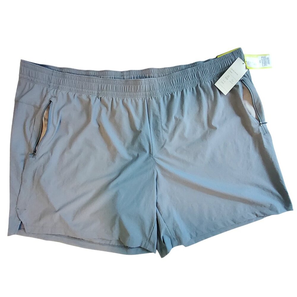 All In Motion Mens 3XL Woven 7" Inseam Shorts Light Blue Two zippered pockets